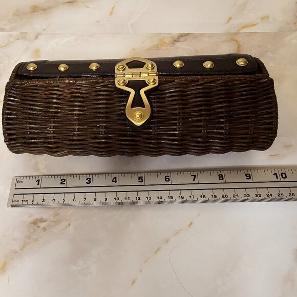 Michael Kors Santorini Wicker/Rattan Leather Clutch - Picture 8 of 10